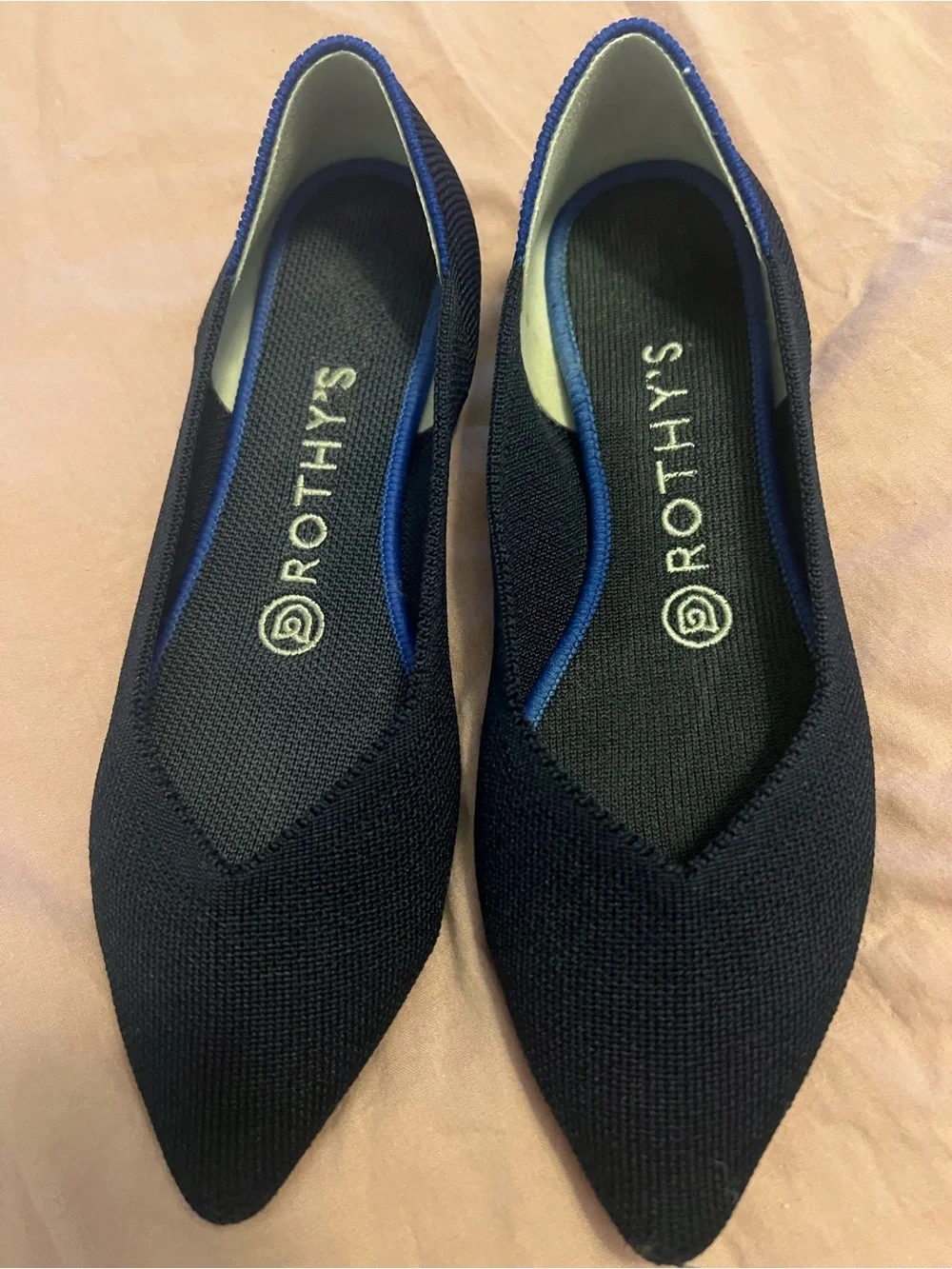 Rothy's navy nlue Pointed Stretch-Knit Flats
